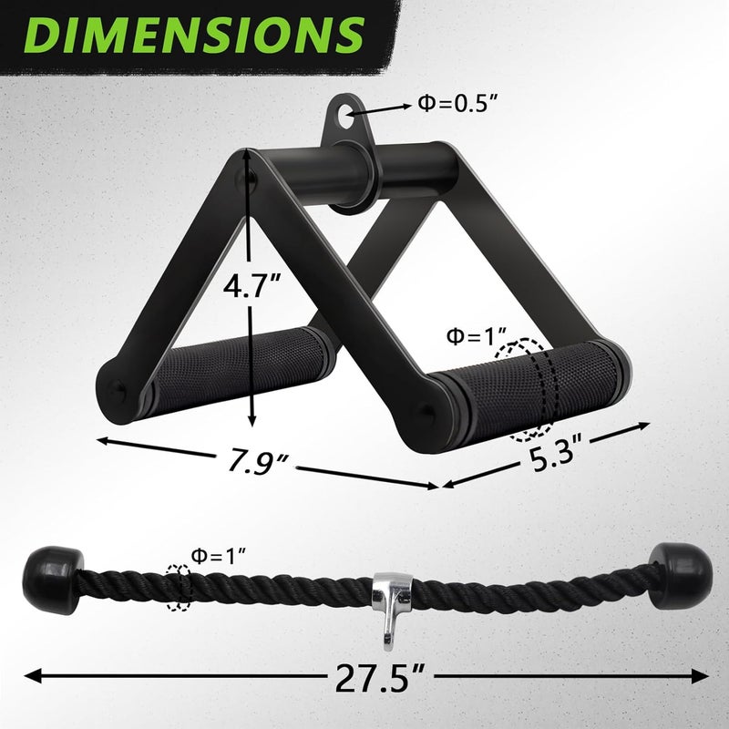 Howffite Double D Row Handle Cable Attachment for Weight Workout, Steel with Non-Slip Rubber Grip (Black) - Image 2